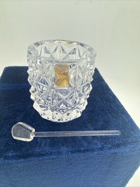VTG Lead Crystal Salt Cellar w/ Salt Scoop West Germany 2x1.5”
